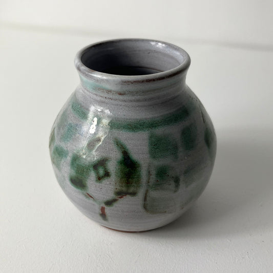 Studio Pottery, Small Grey/Green Signed JA.