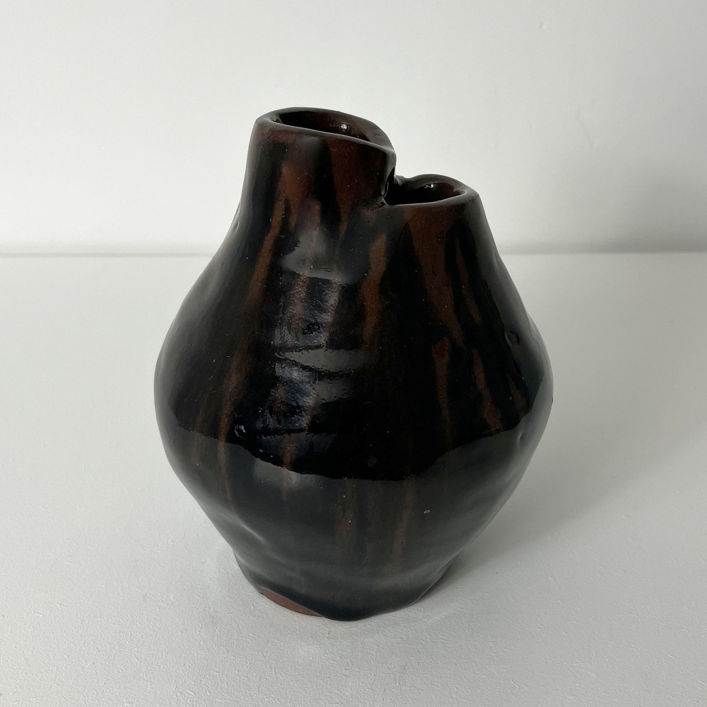 Vase, Slipware two funnel organic style.